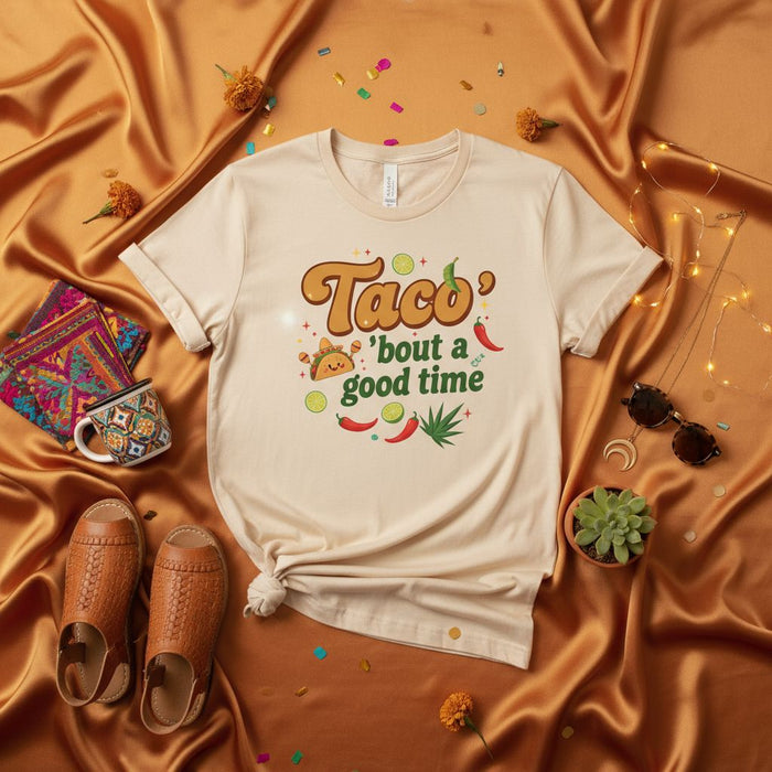 Taco 'Bout a Good Time T-Shirt, Funny Cinco de Mayo Shirt, Cute Taco Fiesta Party Top, Mexican Food Lover Gift, Unisex Graphic Tee for Summer