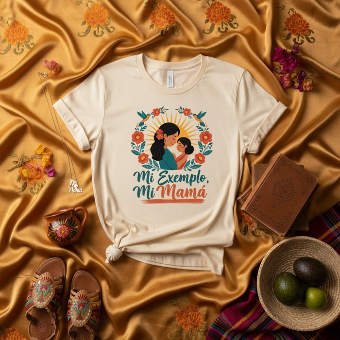 Mi Ejemplo, Mi Mamá T-Shirt, Spanish Mother's Day Gift for Mom from Daughter, Hispanic Culture Shirt, Latina Mama Tee, Floral Sun Mom and Child Design, Regalo para Mamá
