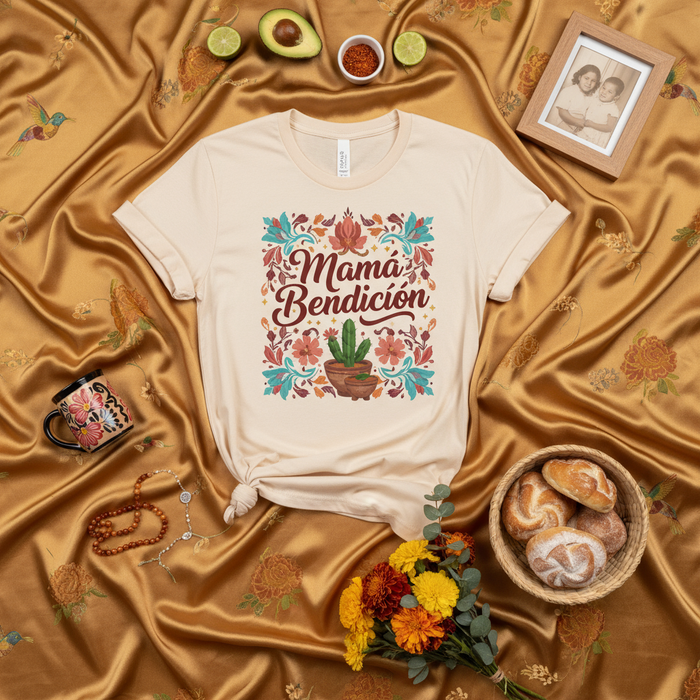 Mamá Bendición Shirt, Mexican Fiesta Floral Cactus Mom Gift, Dia de las Madres T-Shirt, Spanish Mother's Day Tee, Cute Boho Mama Top