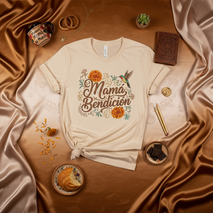 Mamá Bendición Shirt, Spanish Mother's Day Gift, Marigold Hummingbird Graphic Tee, Regalo para Mamá, Best Mom in the World Mug, T-shirt Unisex, Latina Mom Apparel, Cute Boho Design T-Shirt