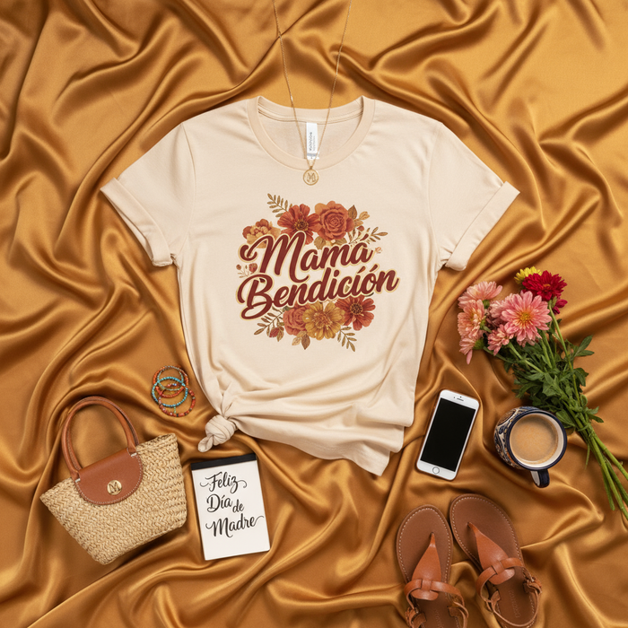 Bendición Floral Camiseta de Mamá, Regalo para el Día de la Madre, Camiseta en Español para Madres Latinas, Estilo Boho, Regalo Especial para Ella
