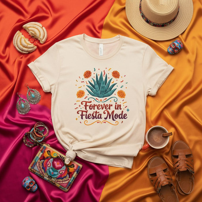 Camiseta "Siempre en Modo Fiesta", Camiseta Gráfica de Agave, Ropa Vibrante de Festival Mexicano, Cinco de Mayo, Camisa para Fiesta de Verano, Ropa Unisex para Adultos, Idea de Regalo