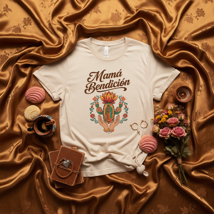 Camisa Bendición Mamá, Nuestra Señora de Guadalupe Concha Pan Dulce Camiseta, Virgen de Guadalupe Mama, Regalo Floral Mexicano Día de la Madre, Estilo Boho Latina