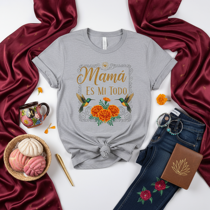 Mamá Es Mi Todo Camiseta, Girasol del Día de la Madre Colibrí, Regalo de Amor de Mamá, Camiseta Día de las Madres, Top Floral de Aprecio a Mamá