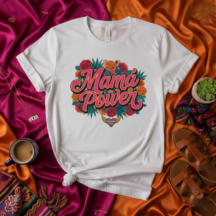 Pantaleta Power Mamá, Regalo Día de la Madre, Camiseta con Diseño Floral, Camisa Mamá Latina, Top Frase Española, Regalo Mamá Fuerte, Camiseta Gráfica Empoderamiento Mujer