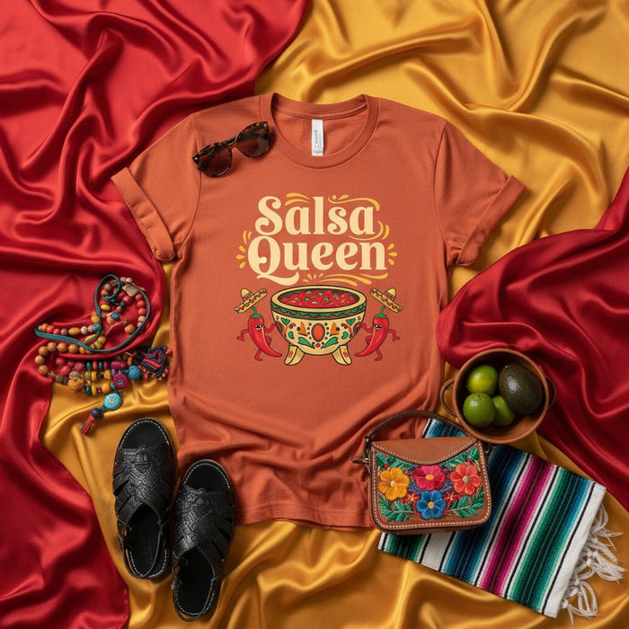 Salsa Queen Shirt Funny Mexican Food Lover Gift Spicy Chili T-Shirt Fiesta Cinco de Mayo Apparel