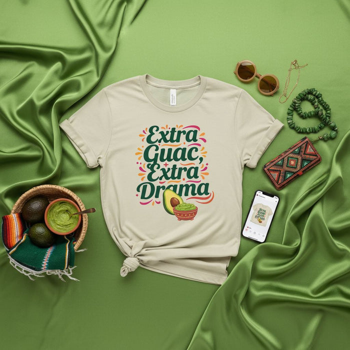 Camiseta Más Guac Más Drama, Regalo para Amante del Aguacate, Playera Divertida de Guacamole, Fiesta Mexicana, Cinco de Mayo, Top Unisex de Comida