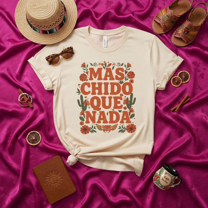 Más Chido Que Nada T-Shirt, Unisex Graphic Tee, Spanish Saying, Desert Boho Style, Floral Cactus Design, Latinx Gift Idea, Beige Shirt