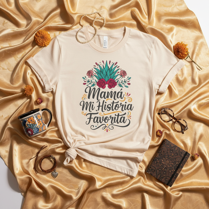 Mamá Mi Historia Favorita Camiseta, Regalo para el Día de la Madre Española, Camiseta de Mamá Latina, Diseño Floral de Agave, Camiseta Mejor Historia Mamá, Regalo Para Mamá, Día de las Madres, Top de Apreciación de la Madre