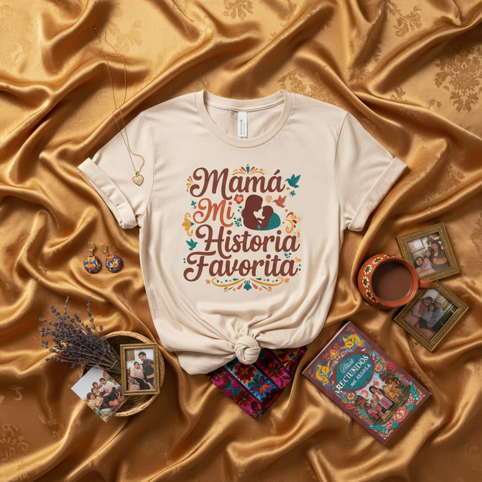 Mamá Mi Historia Favorita Maglietta, Regalo Festa della Mamma Spagnola, T-Shirt Mamma Latina, Maglietta Amore di Madre, Maglia Floreale Vita da Mamma, Maglietta Simpatica Citazione Madre Ispanica, Idea Regalo Amore Storia Famiglia