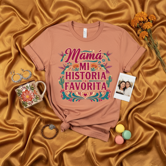 Mamá Mi Historia Favorita T-Shirt, Spanish Mother's Day Gift, Latina Mom Shirt, Funny Mothers Day Tee, Floral Hummingbird Cactus Design, Best Mom Ever T-shirt