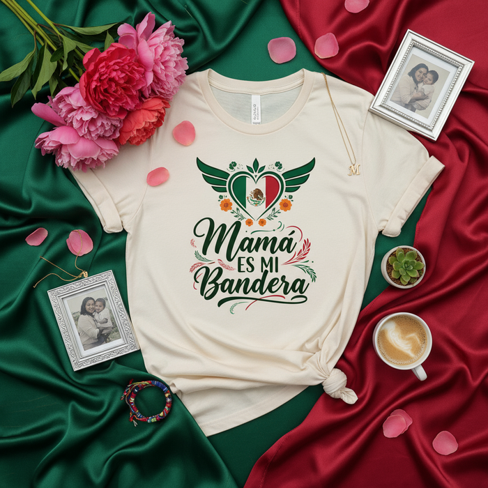 Mamá Es Mi Bandera Camiseta con Corazón y Alas de la Bandera Mexicana, Regalo para el Día de la Madre, Cita en Español, Camiseta Amor México, Ropa para Mamá Mexicana, Viva México, Regalo para Mamá