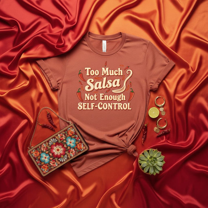 Too Much Salsa Not Enough Self-Control T-Shirt Funny Food Lover Tee Unisex Spicy Mexican Cuisine Humor Shirt Gift for Salsa Obsessed Friend