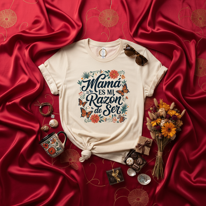 Camiseta Mamá Es Mi Razón de Ser, Regalo Día de la Madre, Diseño de Mariposa Floral