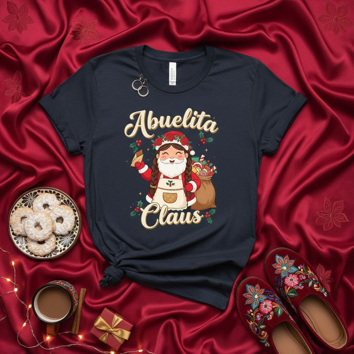 Abuelita Claus Camiseta de Navidad, Divertida Camisa de Santa de Abuela Hispana, Regalo Navideño para Abuela, Linda Camiseta a Juego Familiar Mexicana, Top Festivo para Mujer/Hombre