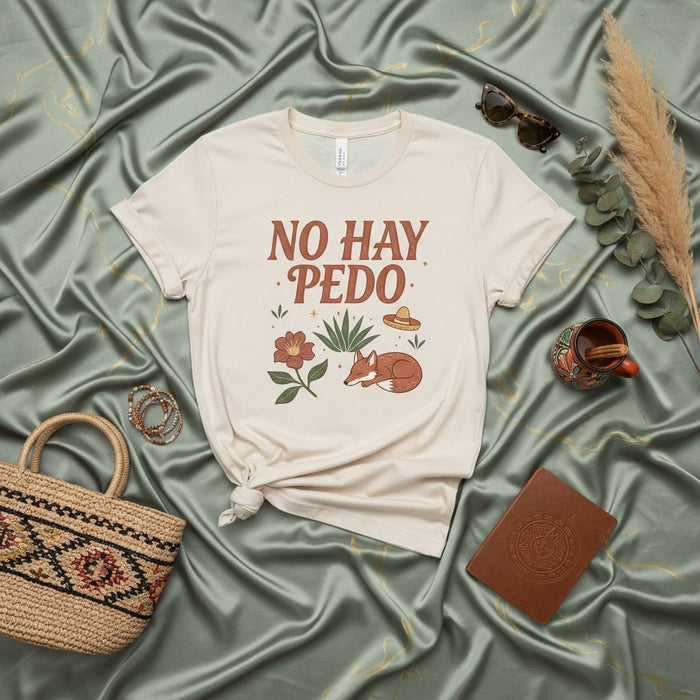 NO HAY PEDO Shirt Funny Mexican Saying T-Shirt Spanish Slang Tee Sleeping Fox Sombrero Floral Graphic Unisex Cotton Shirt