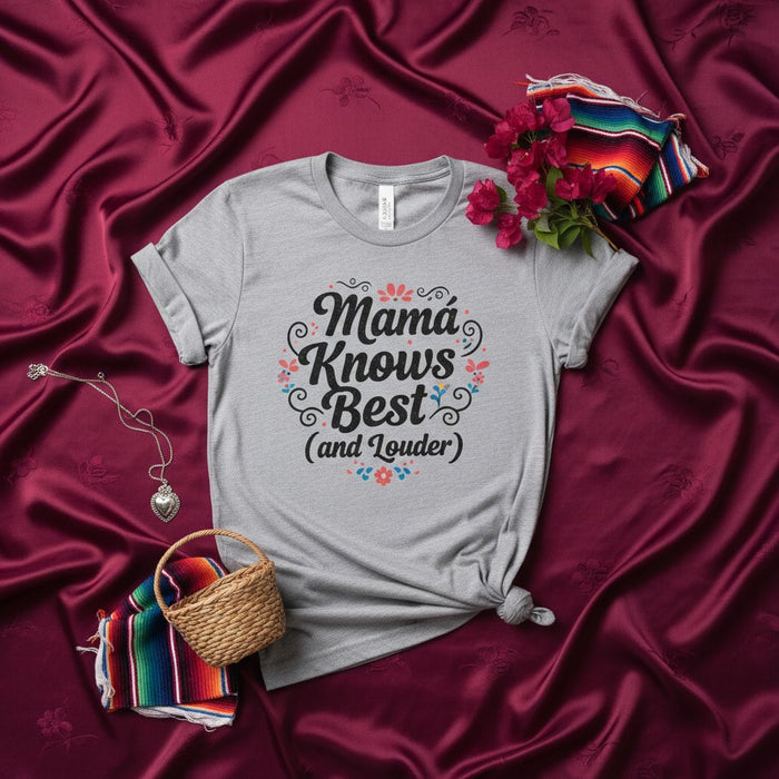 Mama Knows Best (and Louder) T-Shirt, Funny Mother's Day Gift Tee, Mom Life Shirt, Cute Floral Design Unisex Graphic Shirt for Women