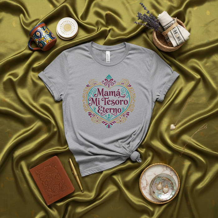 Mamá Mi Tesoro Eterno T-Shirt, Mother's Day Gift for Mom, Spanish Quote Tee, Heart Design Shirt, Camiseta Día de la Madre, Regalo para Mamá, Mexican Mom Apparel, Latina Mama Gift Idea, Unisex Graphic Top