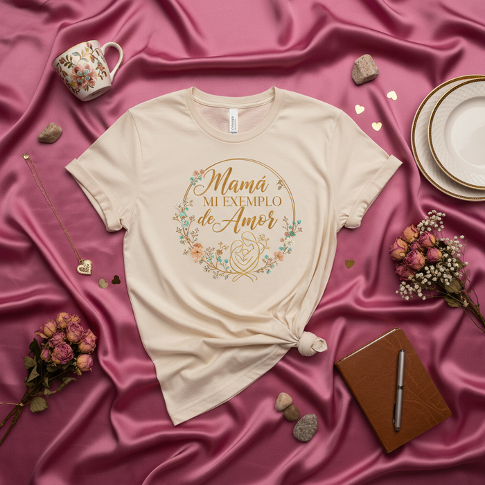 Mamá Mi Ejemplo de Amor T-Shirt, Mother's Day Gift, Spanish Mom Shirt, Floral Wreath Design, Best Mama Tee, Regalo para Mamá, New Mom Present, Minimalist Pregnancy, Gift for Her