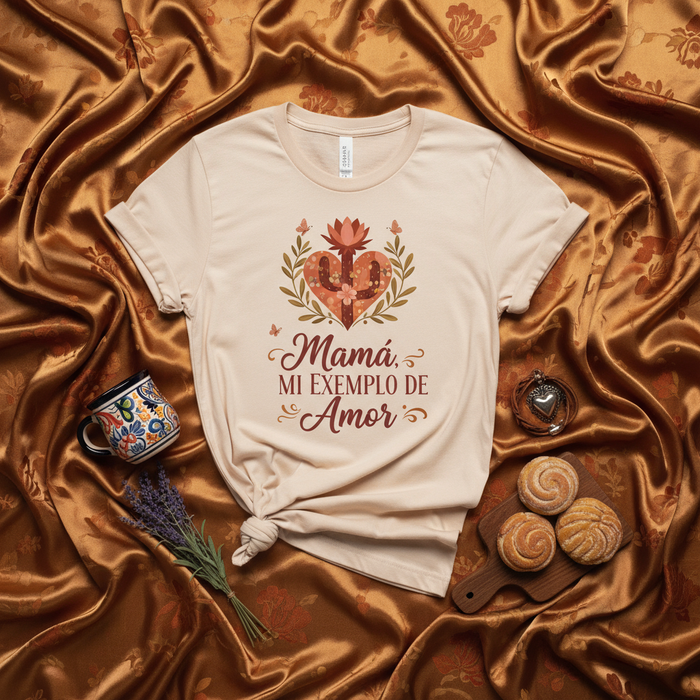 Camiseta Unisex Mamá Mi Ejemplo De Amor, Corazón De Cactus Floral, Regalo Día De La Madre