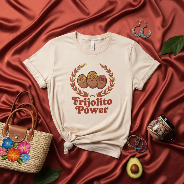 Frijolito Power Bean Graphic T-Shirt Latino Foodie Funny Mexican Heritage Gift Tee