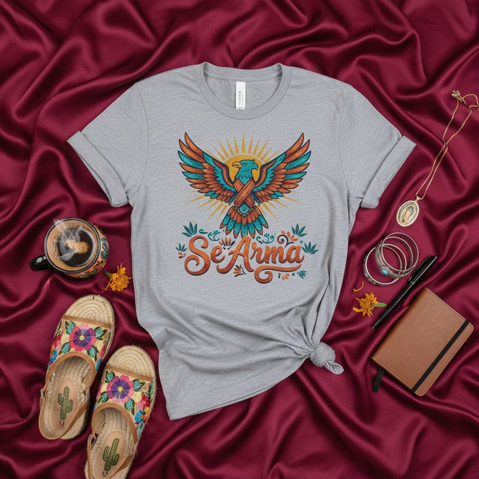 Se Arma Mexican Eagle T-Shirt Hispanic Heritage Shirt Folk Art Style Unisex Tee Latino Pride Gift