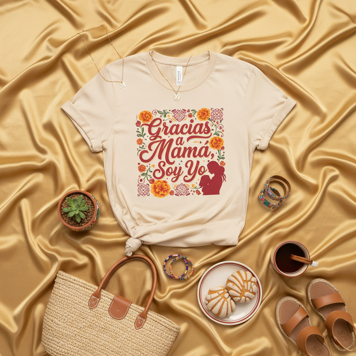 Grazie Mamma Sono Io T-Shirt Festa della Mamma Spagnola, Maglietta Floreale Cultura Messico Tagete, Regalo per la Mamma, Simpatica Maglietta per Figlio/a, Abbigliamento Famiglia Día de las Madres.