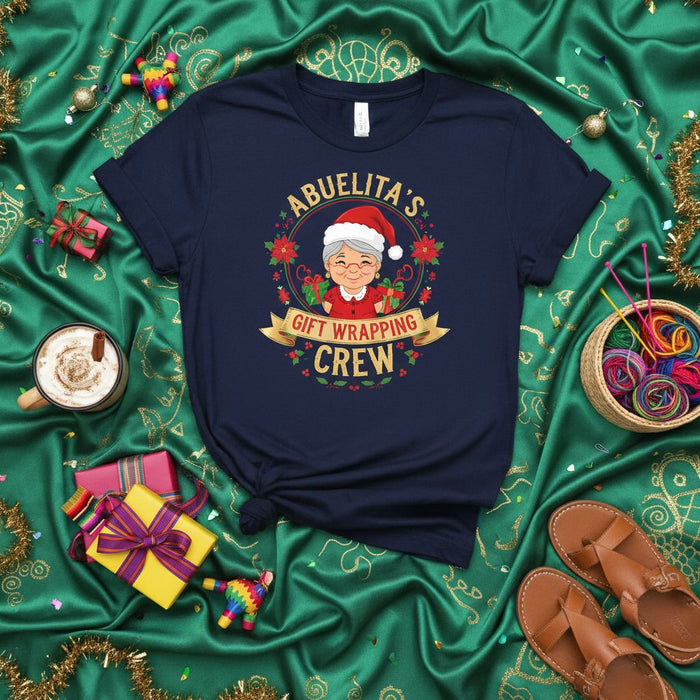 Abuelita's Gift Wrapping Crew Christmas Shirt, Funny Spanish Grandma Holiday Tee, Cute Abuela Santa Claus Xmas Family Matching T-Shirt, Latinx Grandparent Gift
