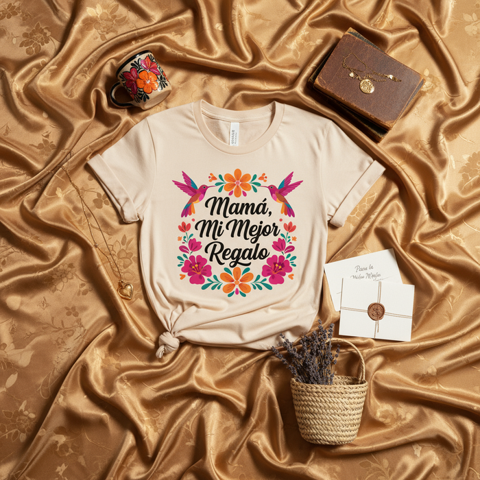 Mamá Mi Mejor Regalo T-Shirt, Mother's Day Gift for Mom, Floral Hummingbird Spanish Quote Tee, Latina Mother Shirt, Best Gift Mom Top, Regalo para Mamá, Fiesta de las Madres Apparel, Short Sleeve Unisex Shirt.