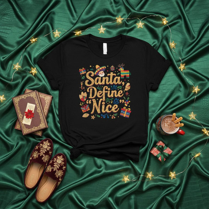 Santa Define Nice Funny Christmas Fiesta Shirt Cinco De Mayo Holiday Tee Mexican Themed Party Unisex T-Shirt