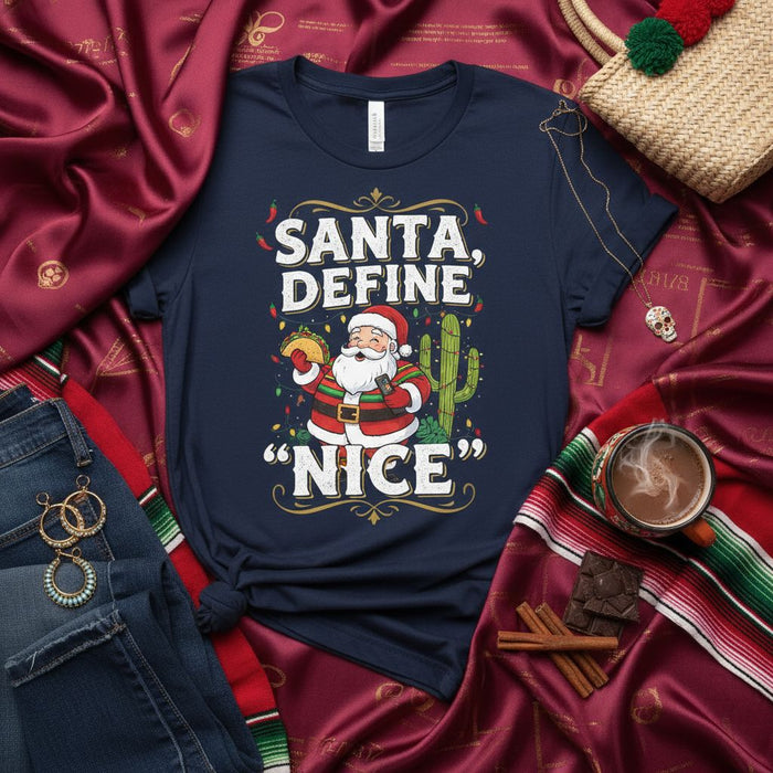 Santa Define Nice Christmas Taco Shirt Funny Holiday Tee Unisex Fiesta Gift