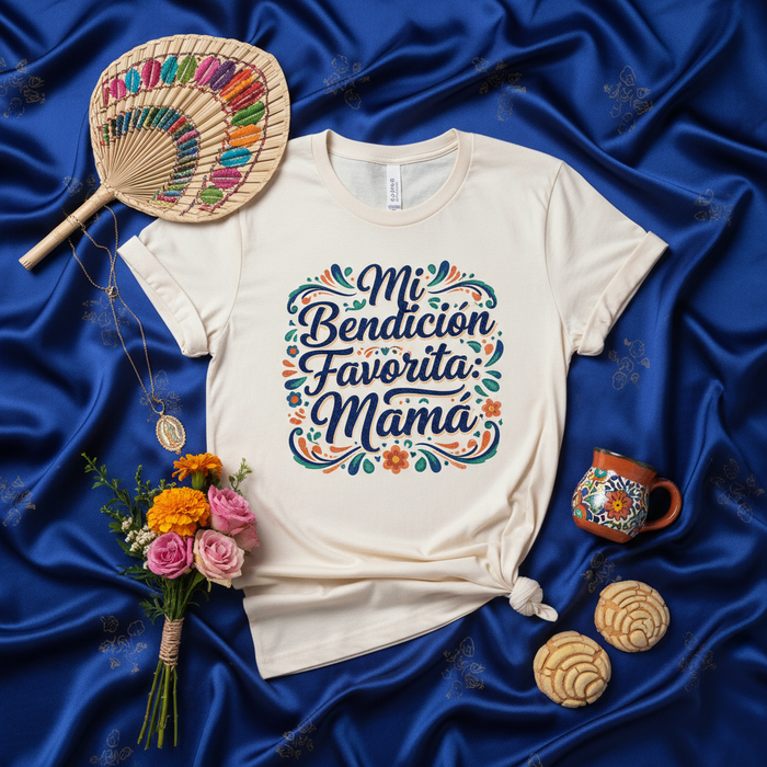 Mi Bendición Favorita Mamá T-Shirt, Día de la Madre, Spanish Mom Tee, Mother's Day Gift for Latina Mom, Floral Design, Unisex Short Sleeve Shirt
