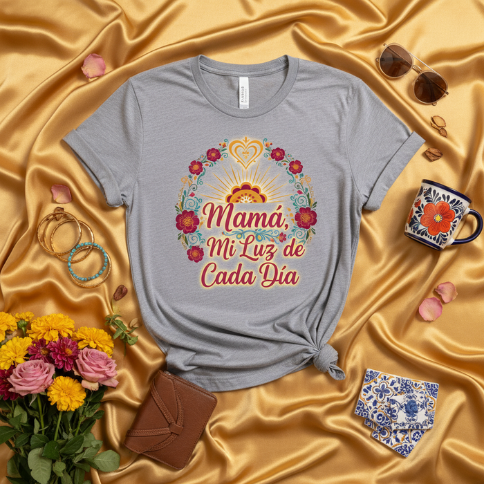 Mamá, Mi Luz de Cada Día T-Shirt, Mother's Day Gift, Spanish Language Tee, Floral Design, Dia de las Madres, Women's/Men's Graphic Shirt, Latinx Mom Apparel, Spanish Mom Gift Idea