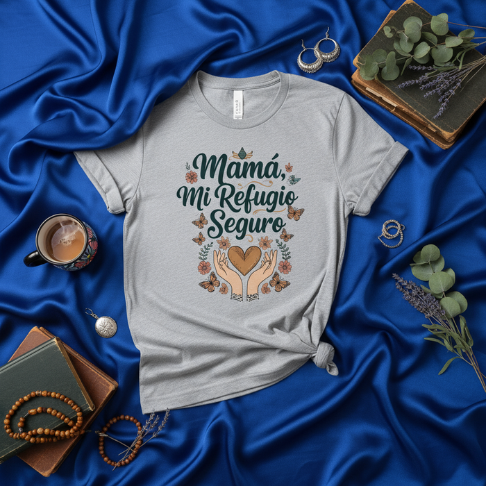 Mamá Mi Refugio Seguro T-Shirt | Spanish Mother's Day Gift | Safe Haven Mom Tee | Mariposa Floral Design | Regalo para Mamá Española | Cute Family Love Shirt