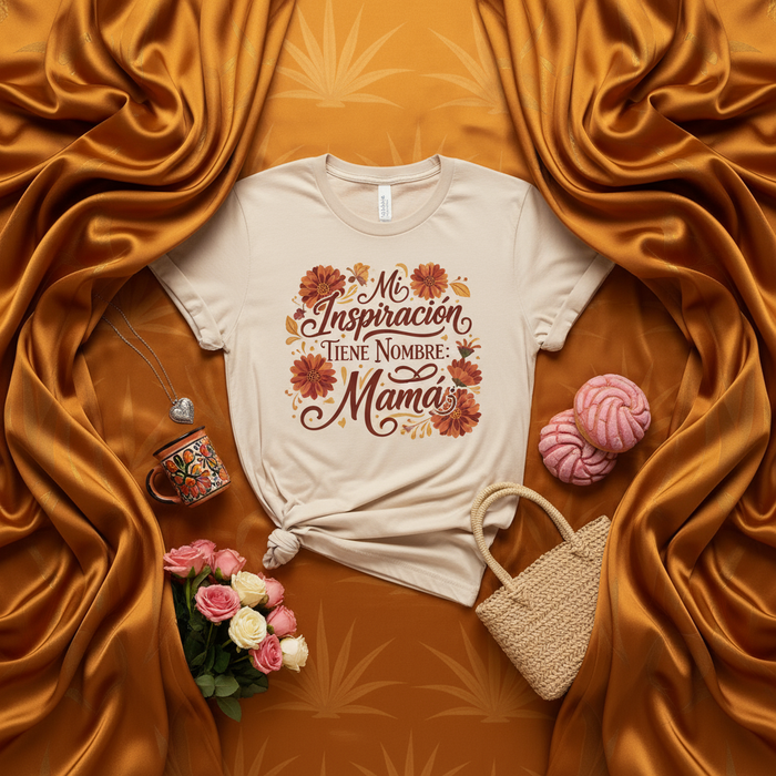 Mi Inspiración Tiene Nombre: Mamá - Camiseta Unisex con Flores, Regalo para el Día de la Madre, playera de inspiración, camiseta de la mejor mamá, Spanish Mom T-Shirt, Mother's Day Gift for Spanish Speaking Moms