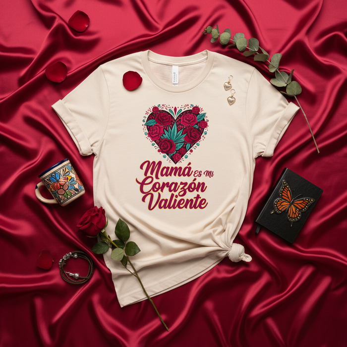 Mamá es Mi Corazón Valiente T-Shirt | Spanish Mother's Day Shirt with Floral Heart Design | Regalo para Mamá | Camiseta para el Día de las Madres