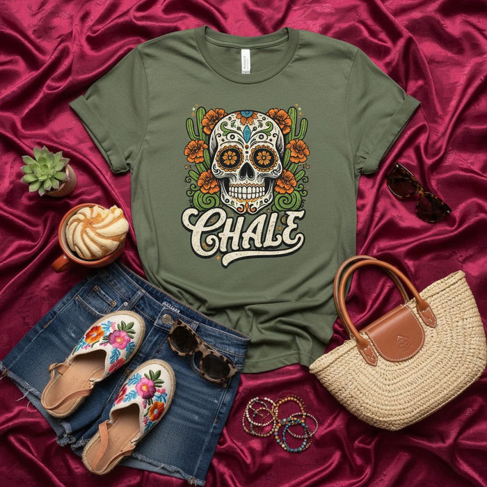 Chale Sugar Skull Day of the Dead T-Shirt Calavera Cactus Floral Unisex Tee