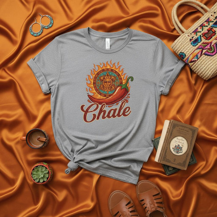 Chale Aztec Calendar Chile Pepper T-Shirt Funny Mexican Food Pun Tee Unisex Softstyle Cotton Shirt