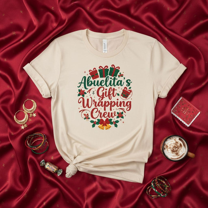 Abuelita's Gift Wrapping Crew T-Shirt Christmas Family Holiday Tee Matching Grandma Shirt Xmas Present Helper Shirt Gift Wrap Crew Shirt Festivo