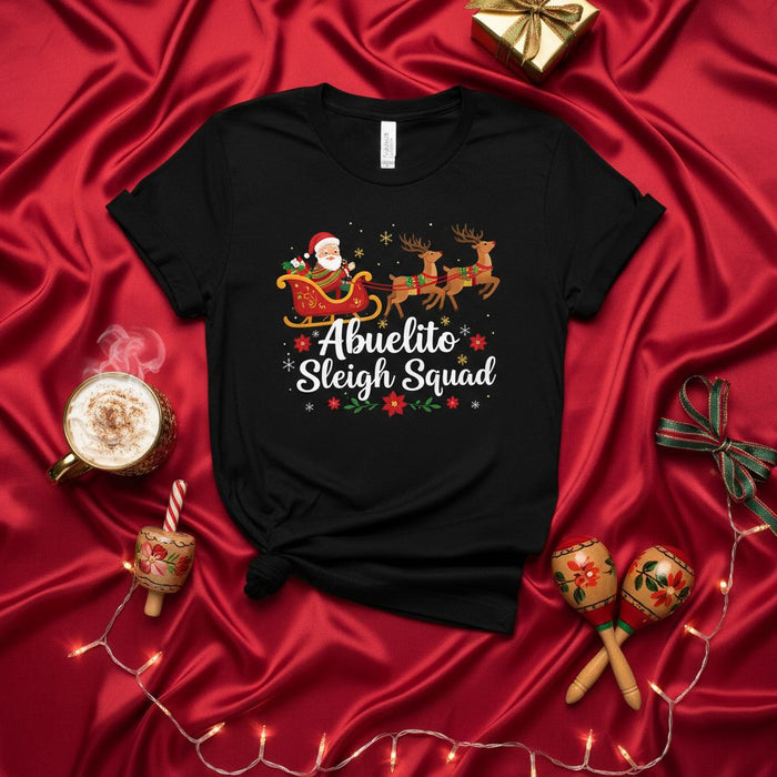 Camiseta Navideña Abuelito Sleigh Squad, Camiseta de Regalo para Abuelo, Ropa de Frases Mixtas Español-Inglés Festiva