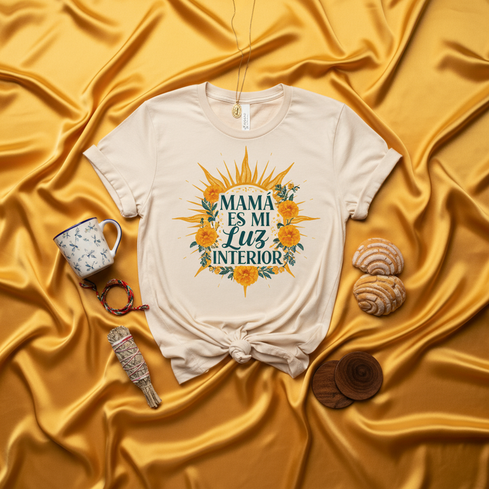Mamá Es Mi Luz Interior T-Shirt, Spanish Mother's Day Gift, Inspirational Mom Tee, Floral Sunbeam Graphic Shirt, Latina Mama Gift, Feliz Dia De Las Madres Present