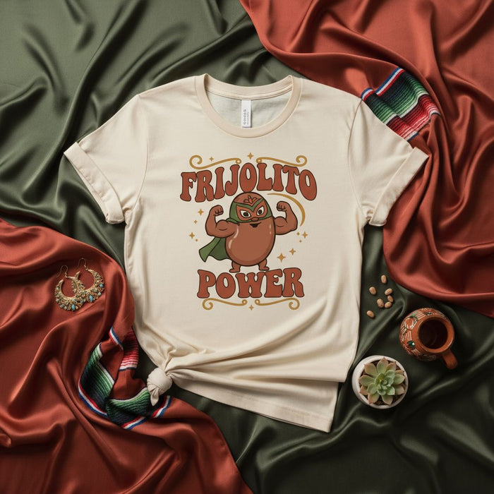 Camiseta Frijolito Power Gráfico de Frijol de Lucha Libre Latino Camiseta Graciosa de Juego de Palabras de Comida Mexicana