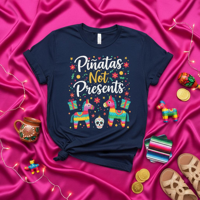 Piñatas Not Presents Shirt, Funny Birthday Fiesta Theme Tee, Cinco de Mayo Party Sombrero Llama Donkey, Kids Adult Unisex T-Shirt Gift for Mexican Culture Lovers