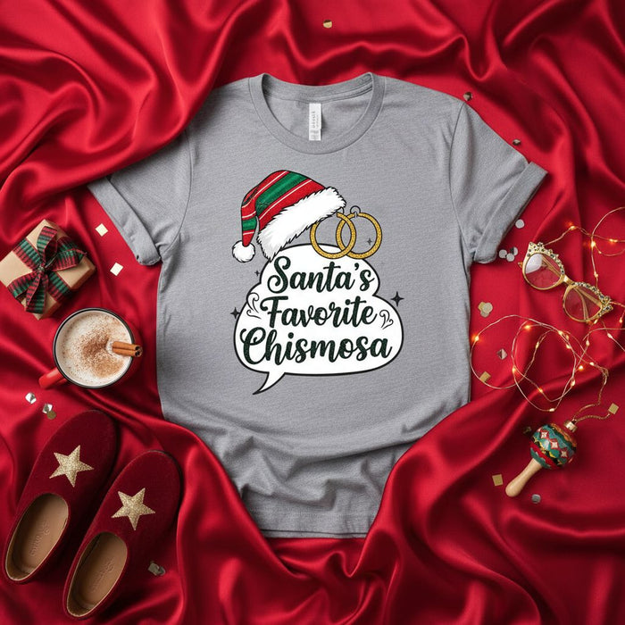 Santa's Favorite Chismosa Christmas T-Shirt, Funny Holiday Unisex Tee, Xmas Present for Gossip Lover, Spanish English Phrase Graphic Shirt