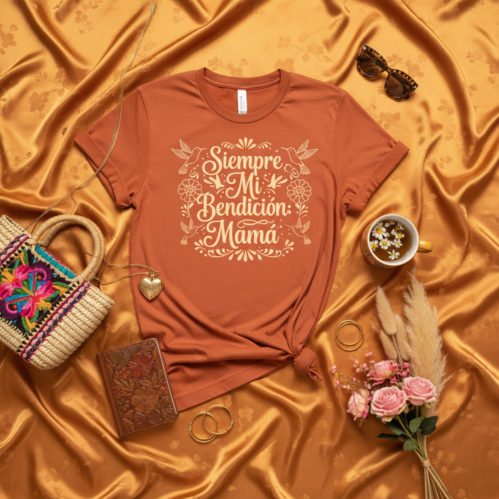 Siempre Mi Bendición Mamá T-Shirt, Spanish Mother's Day Gift, Latina Mom Shirt, Christian Graphic Tee, Floral Hummingbird Design, Regalo para Mamá