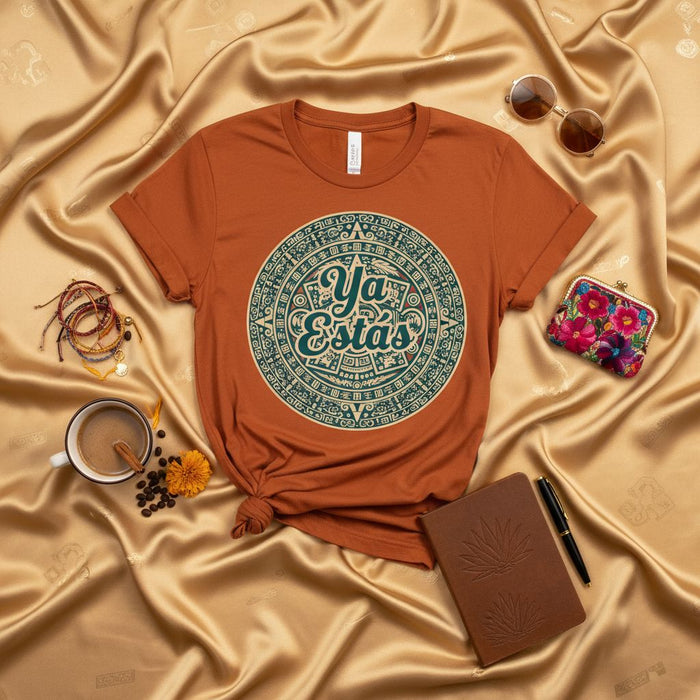 Ya Estas Aztec Calendar Shirt, Funny Mexican Spanish Saying Tee, Chingona Latina Gift, Dia de Muertos Folk Art T-Shirt, Celestial Sun Stone Design, Hispanic Heritage Clothes