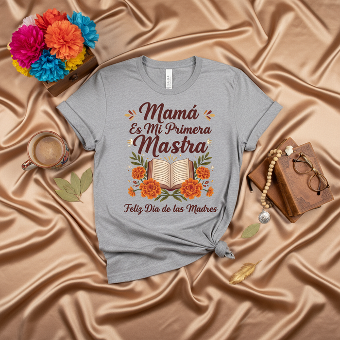 Mamma È La Mia Prima Maestra Maglietta, Maglia Spagnola Festa della Mamma, Regalo Prima Insegnante, Design Libro Aperto Floreale, Regalo per Mamma
