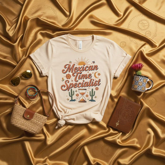 Mexican Time Specialist Shirt Retro Sunset Desert Vibes Graphic Tee Unisex Funny Quote T-Shirt for Men Women Mexico Culture Gift