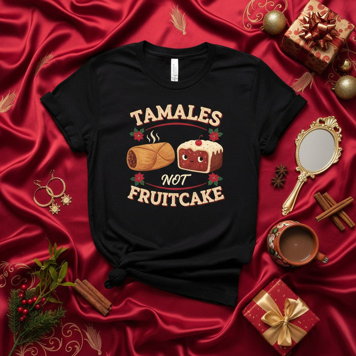 Tamales Not Fruitcake Shirt, Funny Mexican Christmas Holiday Tee, Winter Season Xmas Food Apparel, Tamale Lover Gift, Festive Family Party T-Shirt