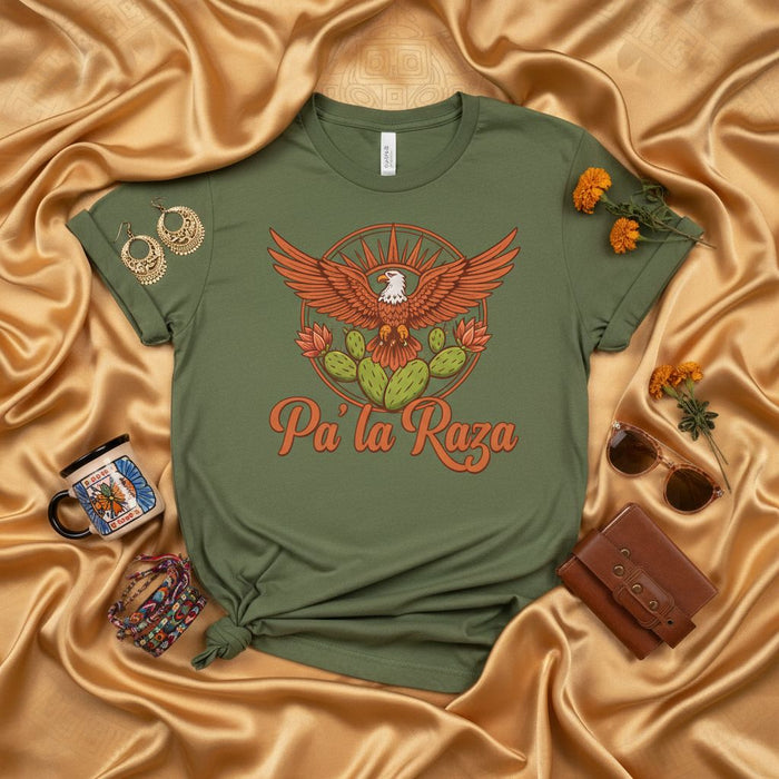 Pa' la Raza Eagle Cactus Shirt Chicano Graphic Tee Mexican Pride Latina Latino Cultural Heritage T-Shirt Unisex Gift Idea